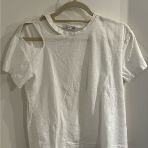 Dex Ivory Cut-Out Short Sleeve Top